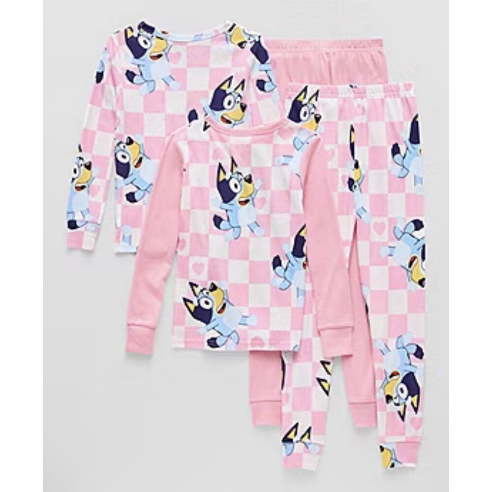 Little & Big Kid Girls Bluey Crew Neck Long Sleeve 4-pc. Pajama Set 4 A1